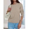 imageANRABESS Womens Long Sleeve Sweaters Loose Fit Lightweight Scalloped Knit Soft Dressy Pullover Tops 2025 Fall Casual OutfitsTan