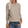 imageANRABESS Womens Long Sleeve Sweaters Loose Fit Lightweight Scalloped Knit Soft Dressy Pullover Tops 2025 Fall Casual OutfitsTan