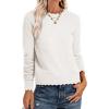 imageANRABESS Womens Long Sleeve Sweaters Loose Fit Lightweight Scalloped Knit Soft Dressy Pullover Tops 2025 Fall Casual OutfitsWhite