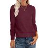 imageANRABESS Womens Long Sleeve Sweaters Loose Fit Lightweight Scalloped Knit Soft Dressy Pullover Tops 2025 Fall Casual OutfitsWine Red