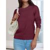 imageANRABESS Womens Long Sleeve Sweaters Loose Fit Lightweight Scalloped Knit Soft Dressy Pullover Tops 2025 Fall Casual OutfitsWine Red