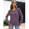 imageANRABESS Womens Long Sleeve Sweaters Wool Blend Crew Neck Hollow Out Business Casual Work Tops 2025 Fall OutfitsGrey Purple