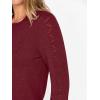imageANRABESS Womens Long Sleeve Sweaters Wool Blend Crew Neck Hollow Out Business Casual Work Tops 2025 Fall OutfitsWine Red