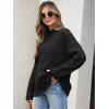 imageANRABESS Womens Mock Turtle Neck Sweaters Cable Knit Long Sleeve 2025 Fall Winter Tunic SweaterBlack