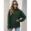 imageANRABESS Womens Mock Turtle Neck Sweaters Cable Knit Long Sleeve 2025 Fall Winter Tunic SweaterDeep Green