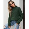 imageANRABESS Womens Mock Turtle Neck Sweaters Cable Knit Long Sleeve 2025 Fall Winter Tunic SweaterDeep Green