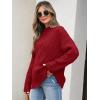 imageANRABESS Womens Mock Turtle Neck Sweaters Cable Knit Long Sleeve 2025 Fall Winter Tunic SweaterRed