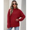 imageANRABESS Womens Mock Turtle Neck Sweaters Cable Knit Long Sleeve 2025 Fall Winter Tunic SweaterRed