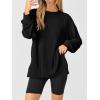 imageANRABESS Womens Oversized Long Sleeve Shirts Ribbed Knit Tunic Tops Side Spilt Casual 2025 Fall OutfitsBlack