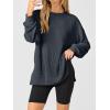 imageANRABESS Womens Oversized Long Sleeve Shirts Ribbed Knit Tunic Tops Side Spilt Casual 2025 Fall OutfitsBlack Grey