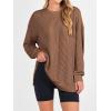 imageANRABESS Womens Oversized Long Sleeve Shirts Ribbed Knit Tunic Tops Side Spilt Casual 2025 Fall OutfitsBrown