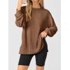 imageANRABESS Womens Oversized Long Sleeve Shirts Ribbed Knit Tunic Tops Side Spilt Casual 2025 Fall OutfitsBrown