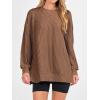 imageANRABESS Womens Oversized Long Sleeve Shirts Ribbed Knit Tunic Tops Side Spilt Casual 2025 Fall OutfitsBrown