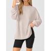imageANRABESS Womens Oversized Long Sleeve Shirts Ribbed Knit Tunic Tops Side Spilt Casual 2025 Fall OutfitsFair Pink