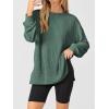 imageANRABESS Womens Oversized Long Sleeve Shirts Ribbed Knit Tunic Tops Side Spilt Casual 2025 Fall OutfitsGreen