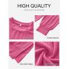 imageANRABESS Womens Oversized Long Sleeve Shirts Ribbed Knit Tunic Tops Side Spilt Casual 2025 Fall OutfitsHot Pink