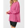 imageANRABESS Womens Oversized Long Sleeve Shirts Ribbed Knit Tunic Tops Side Spilt Casual 2025 Fall OutfitsHot Pink