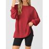 imageANRABESS Womens Oversized Long Sleeve Shirts Ribbed Knit Tunic Tops Side Spilt Casual 2025 Fall OutfitsRed