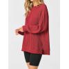 imageANRABESS Womens Oversized Long Sleeve Shirts Ribbed Knit Tunic Tops Side Spilt Casual 2025 Fall OutfitsRed