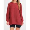imageANRABESS Womens Oversized Long Sleeve Shirts Ribbed Knit Tunic Tops Side Spilt Casual 2025 Fall OutfitsRed