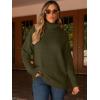 imageANRABESS Womens Oversized Turtleneck Sweaters Casual Fall Long Sleeve Knit Spilt Hem Tunic Pullover Tops 2025 Winter OutfitsArmy Green