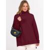 imageANRABESS Womens Oversized Turtleneck Sweaters Casual Fall Long Sleeve Knit Spilt Hem Tunic Pullover Tops 2025 Winter OutfitsBerry Red