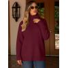 imageANRABESS Womens Oversized Turtleneck Sweaters Casual Fall Long Sleeve Knit Spilt Hem Tunic Pullover Tops 2025 Winter OutfitsBerry Red