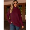 imageANRABESS Womens Oversized Turtleneck Sweaters Casual Fall Long Sleeve Knit Spilt Hem Tunic Pullover Tops 2025 Winter OutfitsBerry Red