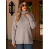 imageANRABESS Womens Oversized Turtleneck Sweaters Casual Fall Long Sleeve Knit Spilt Hem Tunic Pullover Tops 2025 Winter OutfitsLight Khaki