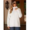 imageANRABESS Womens Oversized Turtleneck Sweaters Casual Fall Long Sleeve Knit Spilt Hem Tunic Pullover Tops 2025 Winter OutfitsWhite