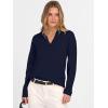 imageANRABESS Womens Polo V Neck Long Sleeve Sweaters Lightweight Dressy Casual Business Basic Knit Pullover Top 2025 Fall OutfitsNavy Blue