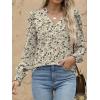 imageANRABESS Womens Puff Long Sleeve Shirts Dressy Casual Blouses 2025 Fall V Neck Loose Fit Floral Business Work Tunic TopsApricot Black Floral