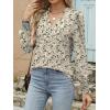 imageANRABESS Womens Puff Long Sleeve Shirts Dressy Casual Blouses 2025 Fall V Neck Loose Fit Floral Business Work Tunic TopsApricot Black Floral