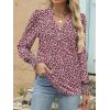 imageANRABESS Womens Puff Long Sleeve Shirts Dressy Casual Blouses 2025 Fall V Neck Loose Fit Floral Business Work Tunic TopsBlack Pink Floral