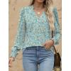 imageANRABESS Womens Puff Long Sleeve Shirts Dressy Casual Blouses 2025 Fall V Neck Loose Fit Floral Business Work Tunic TopsOrange White Floral