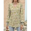 imageANRABESS Womens Puff Long Sleeve Shirts Dressy Casual Blouses 2025 Fall V Neck Loose Fit Floral Business Work Tunic TopsOrange Yellow Floral