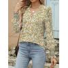 imageANRABESS Womens Puff Long Sleeve Shirts Dressy Casual Blouses 2025 Fall V Neck Loose Fit Floral Business Work Tunic TopsOrange Yellow Floral