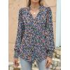 imageANRABESS Womens Puff Long Sleeve Shirts Dressy Casual Blouses 2025 Fall V Neck Loose Fit Floral Business Work Tunic TopsPurple Blue Floral