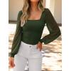 imageANRABESS Womens Square Neck Mesh Long Sleeve Tops Double Lined Dressy Business Casual Blouses Shirts 2025 Fall OutfitsArmy Green