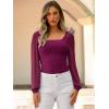 imageANRABESS Womens Square Neck Mesh Long Sleeve Tops Double Lined Dressy Business Casual Blouses Shirts 2025 Fall OutfitsBurgundy