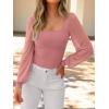 imageANRABESS Womens Square Neck Mesh Long Sleeve Tops Double Lined Dressy Business Casual Blouses Shirts 2025 Fall OutfitsCoral Pink