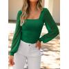 imageANRABESS Womens Square Neck Mesh Long Sleeve Tops Double Lined Dressy Business Casual Blouses Shirts 2025 Fall OutfitsGreen