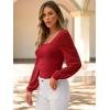 imageANRABESS Womens Square Neck Mesh Long Sleeve Tops Double Lined Dressy Business Casual Blouses Shirts 2025 Fall OutfitsRed