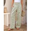 imageANRABESS Womens Striped Gingham Palazzo Pants Wide Leg High Waisted Lounge Pajama Pants Cute Casual Trousers with PocketsArmy Green White Plaid