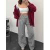 imageANRABESS Womens Striped Gingham Palazzo Pants Wide Leg High Waisted Lounge Pajama Pants Cute Casual Trousers with PocketsBlack White Plaid