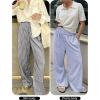 imageANRABESS Womens Striped Gingham Palazzo Pants Wide Leg High Waisted Lounge Pajama Pants Cute Casual Trousers with PocketsBlack White Stripe