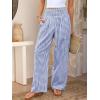 imageANRABESS Womens Striped Gingham Palazzo Pants Wide Leg High Waisted Lounge Pajama Pants Cute Casual Trousers with PocketsBlue White Plaid