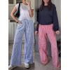 imageANRABESS Womens Striped Gingham Palazzo Pants Wide Leg High Waisted Lounge Pajama Pants Cute Casual Trousers with PocketsBlue White Plaid