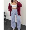 imageANRABESS Womens Striped Gingham Palazzo Pants Wide Leg High Waisted Lounge Pajama Pants Cute Casual Trousers with PocketsBlue White Plaid