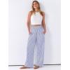 imageANRABESS Womens Striped Gingham Palazzo Pants Wide Leg High Waisted Lounge Pajama Pants Cute Casual Trousers with PocketsBlue White Stripe